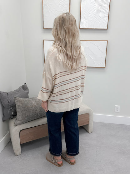 Ariella Striped Sweater in Vanilla