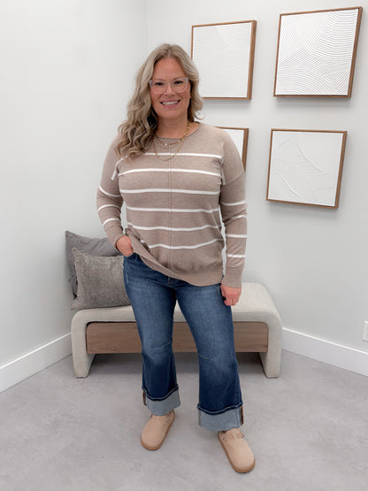 Jeanette Striped Sweater in Mocha