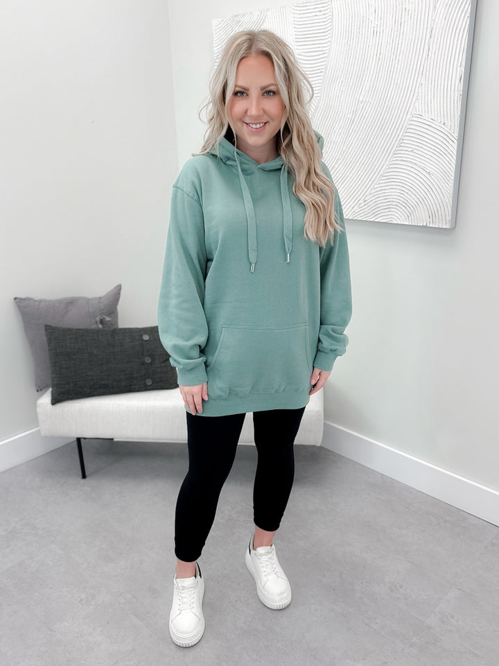 PREORDER - Promise Long Line Hoodie in Sage