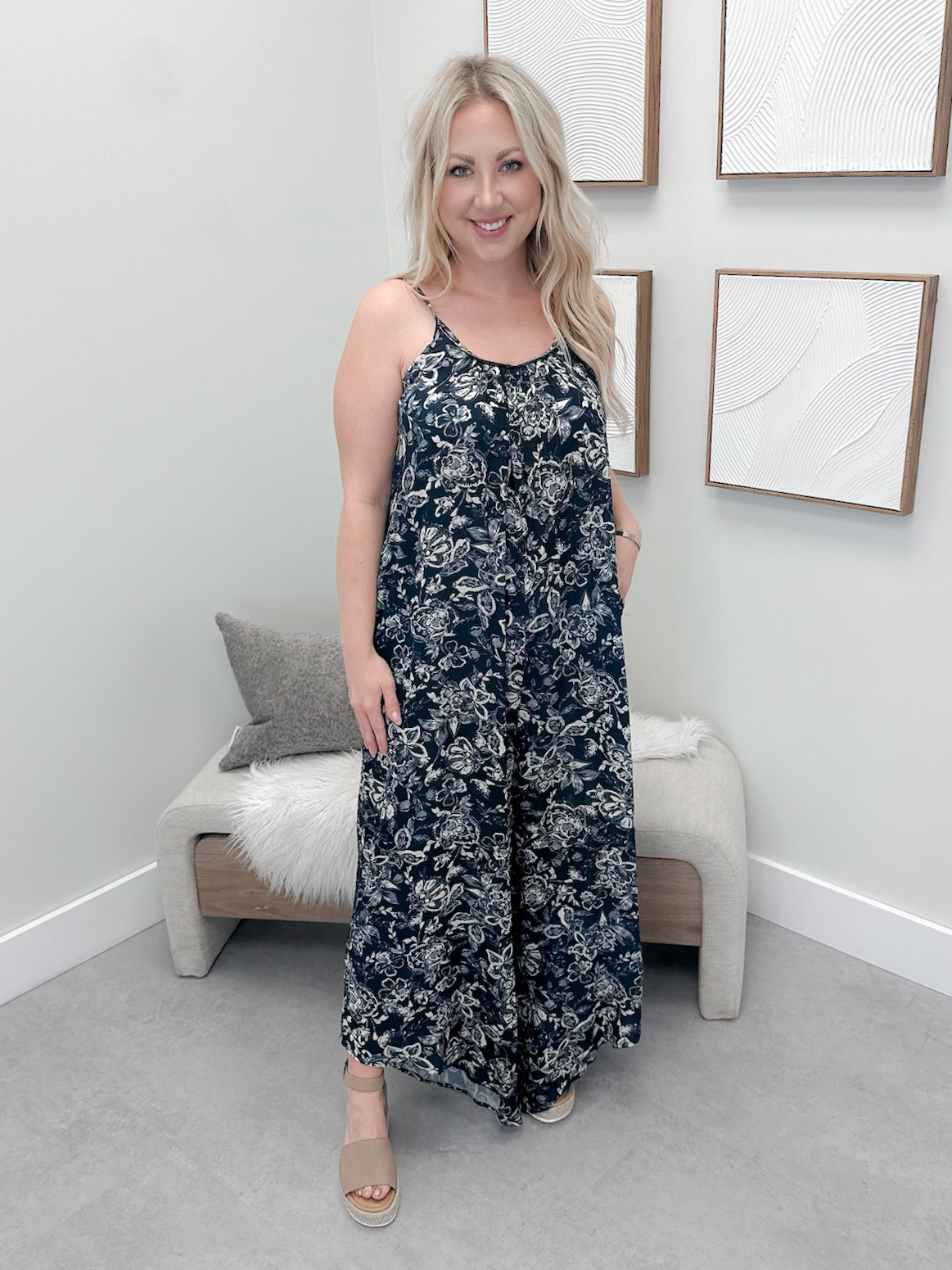 Cabana Romper in Navy