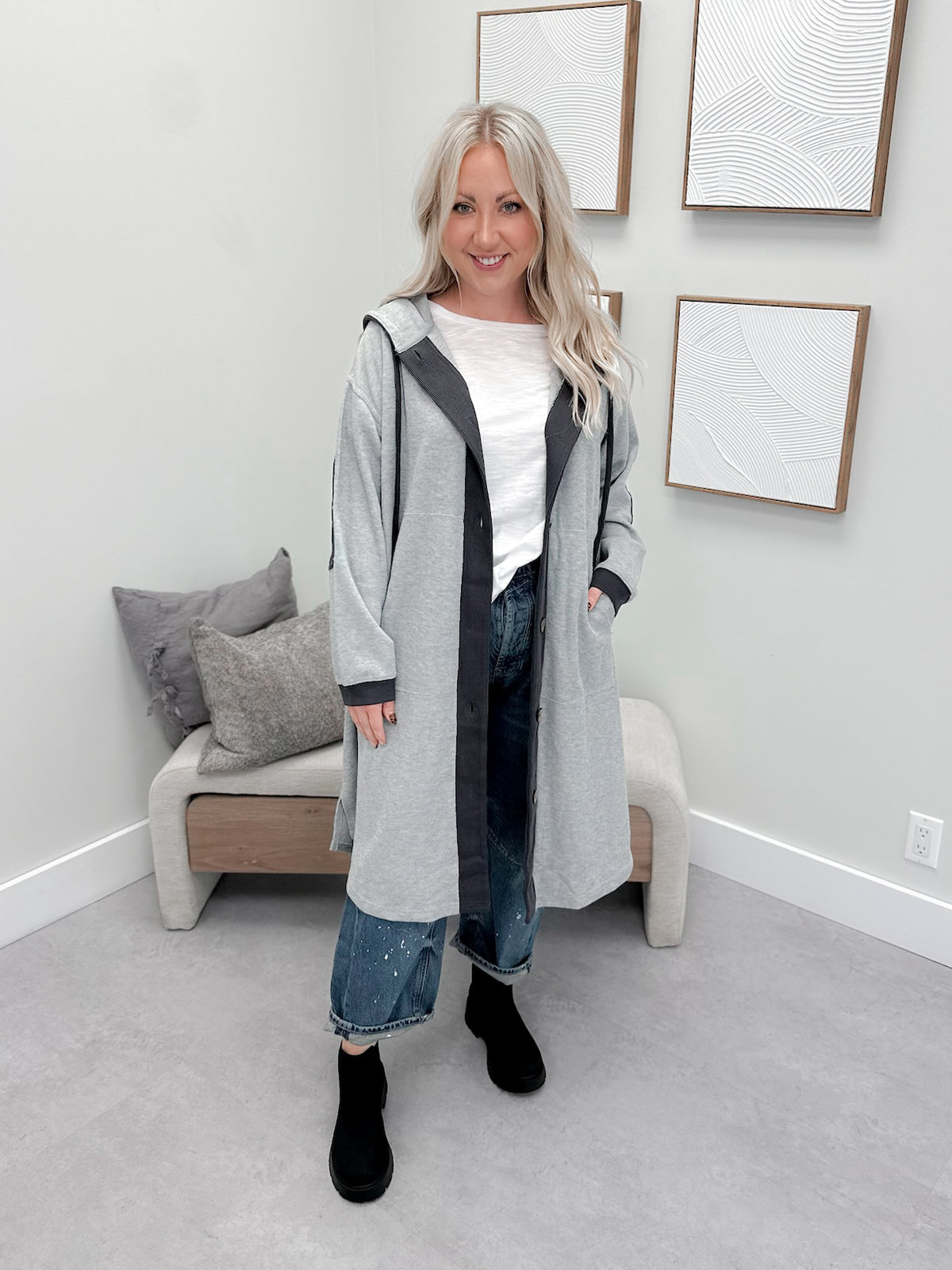 Todays Sweatshirt Cardigan in Grey