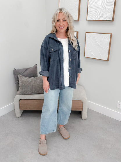 Arlowe Shacket in Denim Blue