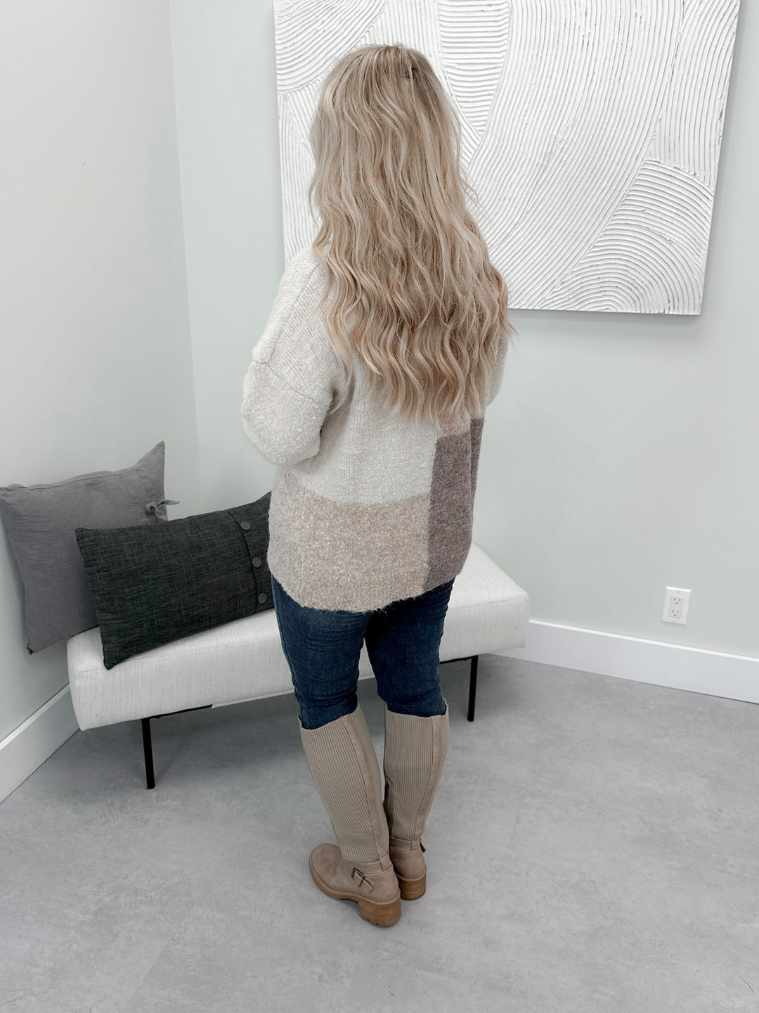 Chick Mock Neck Sweater in Mixed Natural