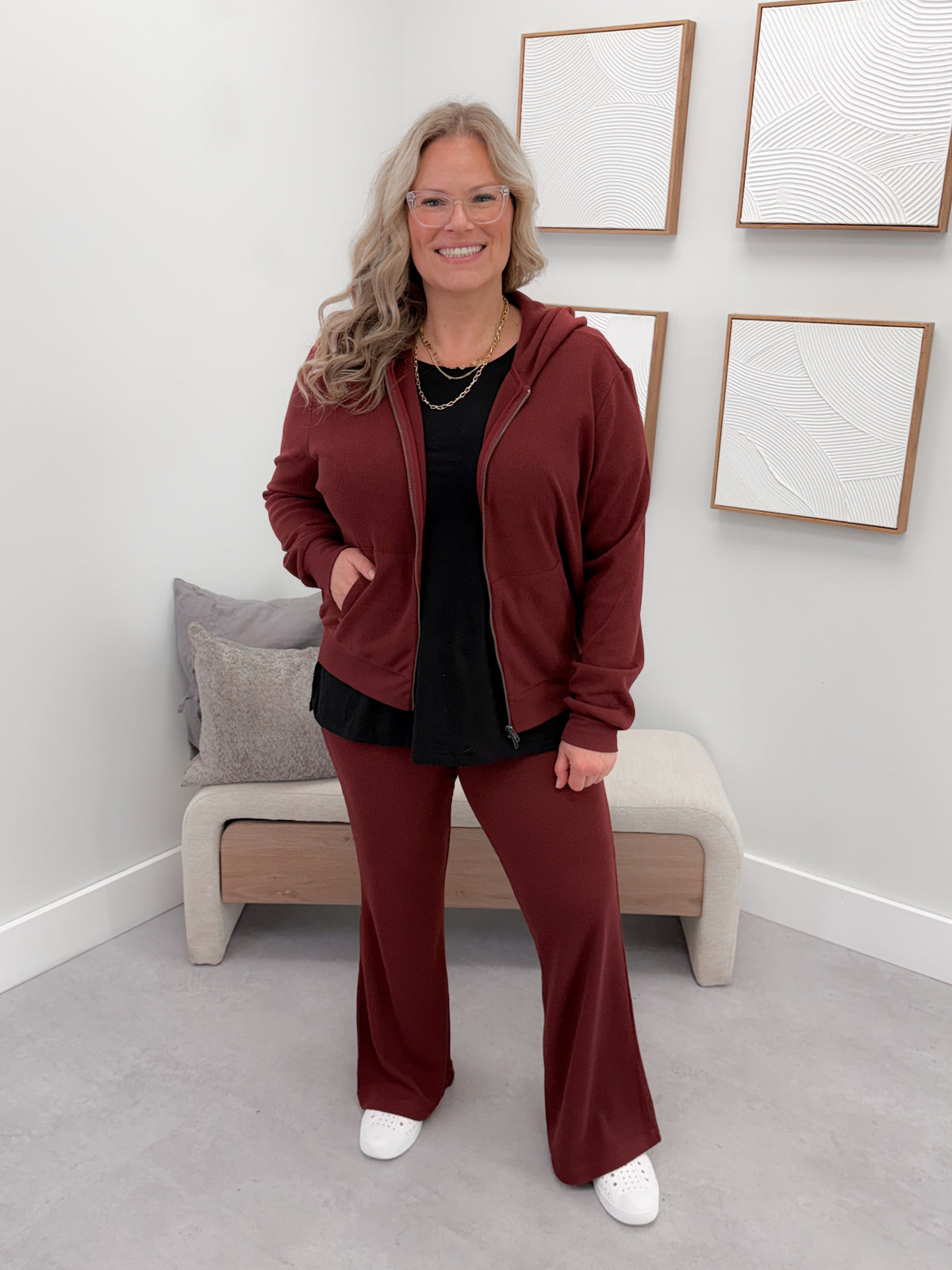 Jaynie Zip Hoodie in Burgundy
