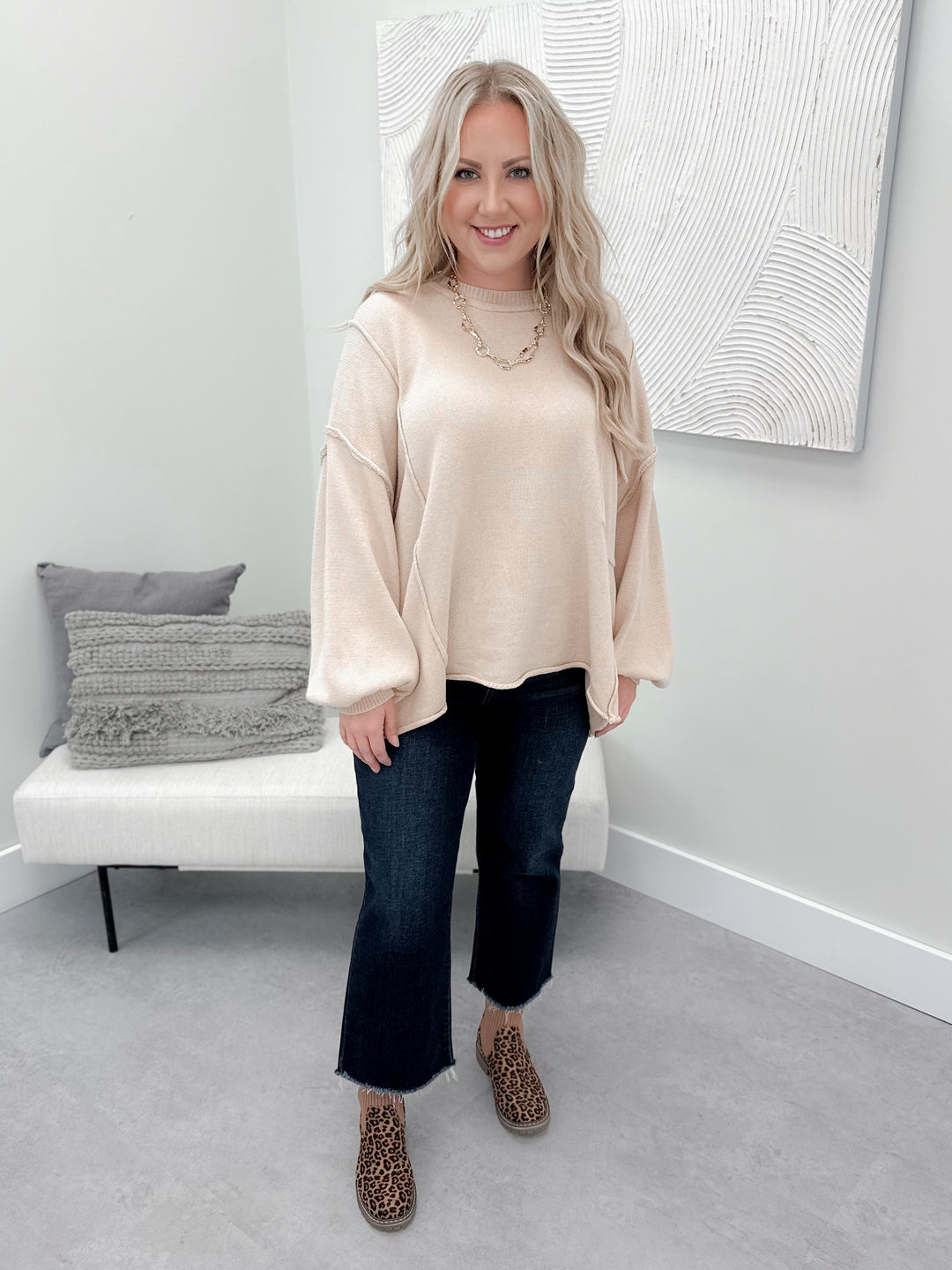 Sterling Pocket Sweater in Light Taupe