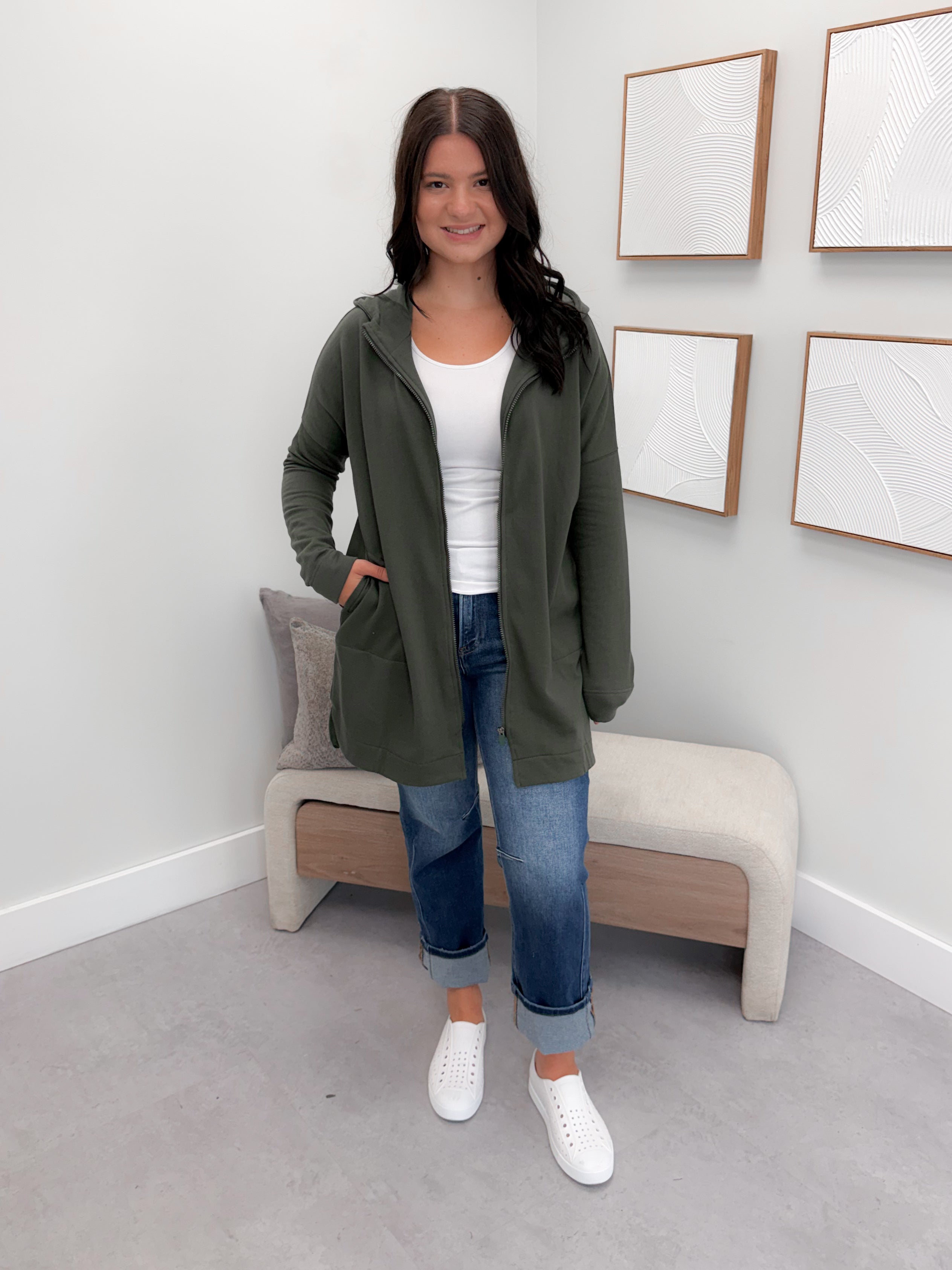 221 Full Zip Hoodie in Olive