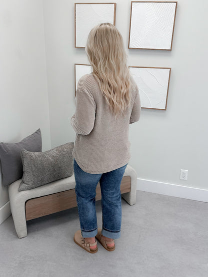 Tait Waffle Pullover in Mocha