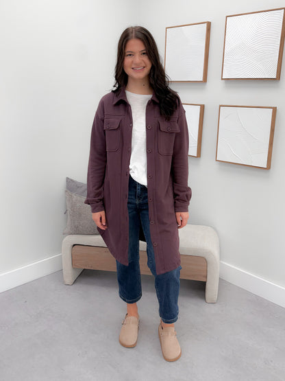 501 Shacket in Plum by Twenty Nine the Label