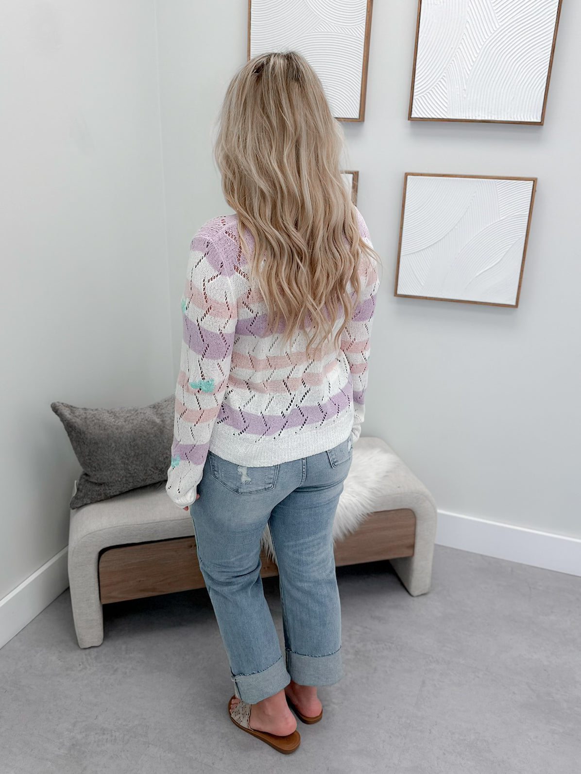 Julissa Embroidered Sweater in Lavender Mix