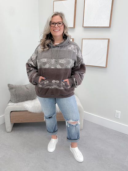 Final Call Bandana Logo Hoodie in Chocolate By Free People