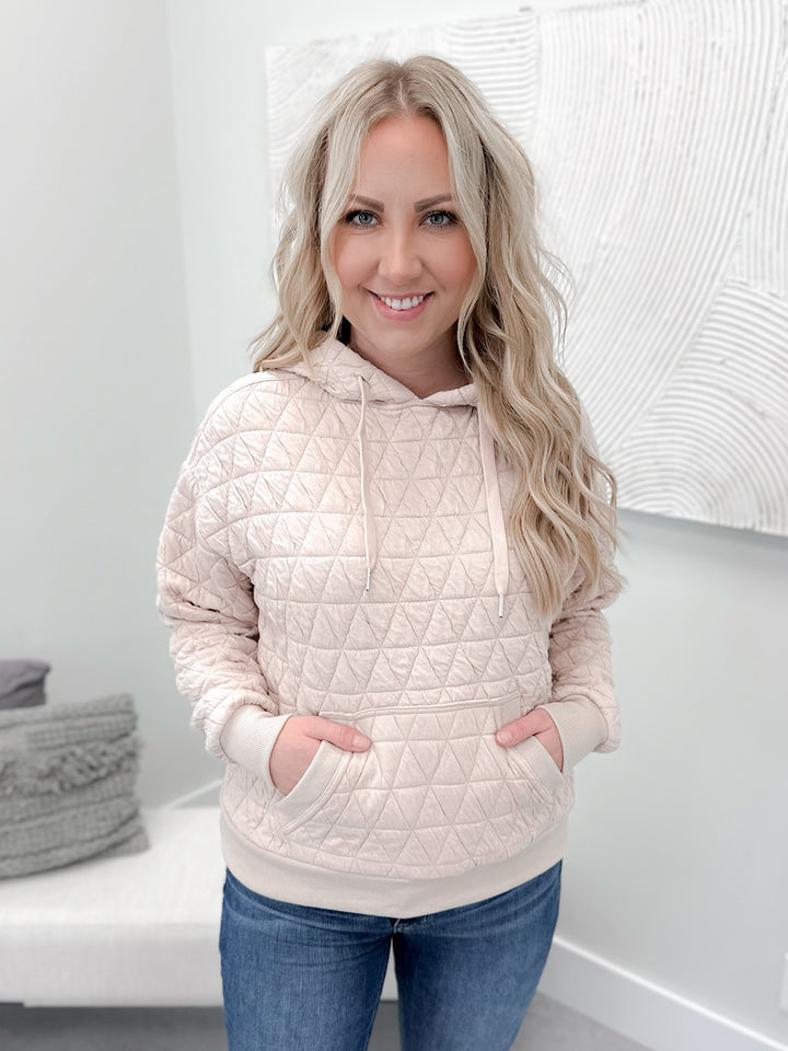 Hailey Quilted Hoodie in Ivory