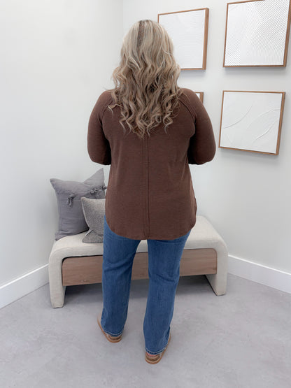 Emory Waffle Long Sleeve in Brown