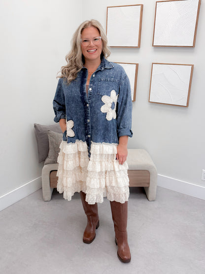 Memphis Frilled Denim Dress