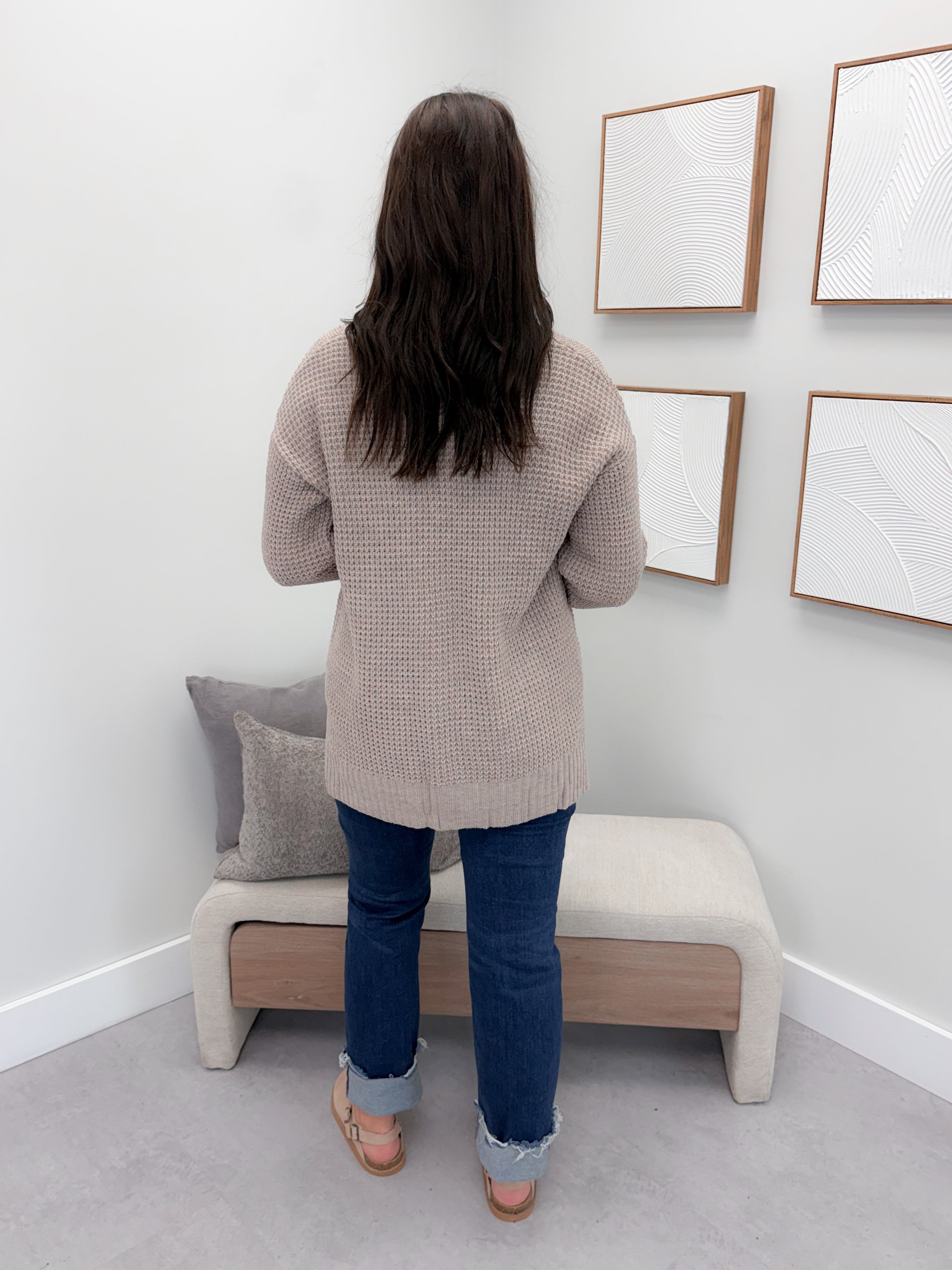 Wanda Waffle Cardi in Mocha