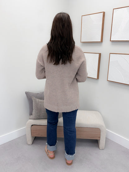 Wanda Waffle Cardi in Mocha