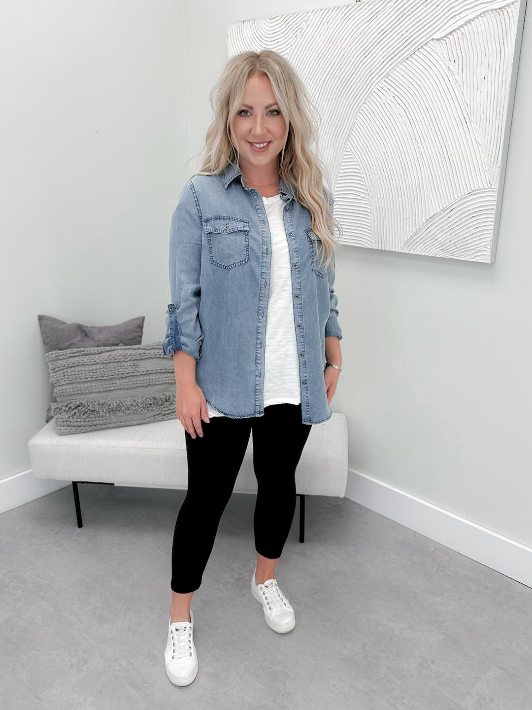 Jules Denim Button Up in Medium Wash