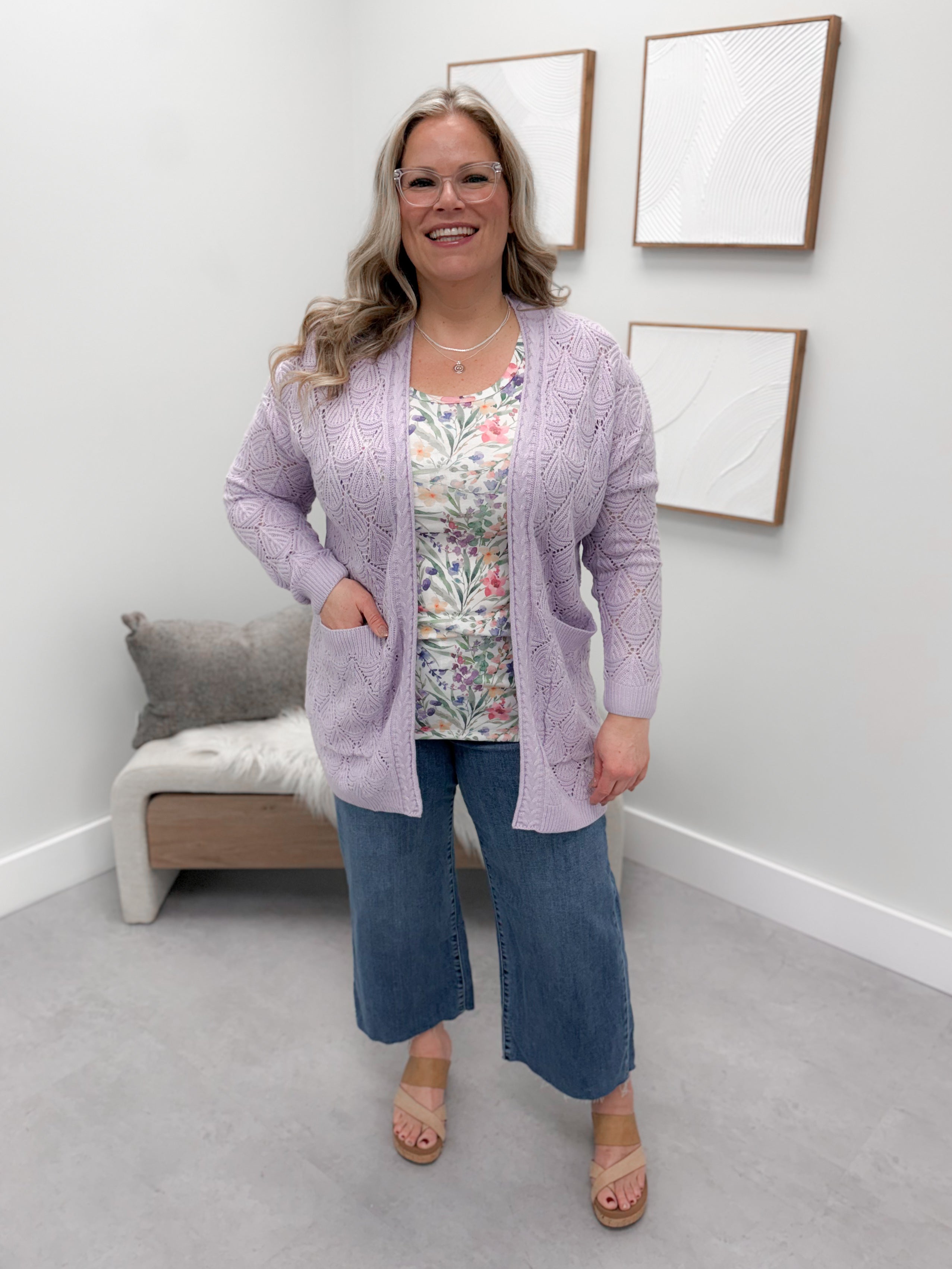 Astrid Knit Cardigan in Lavender
