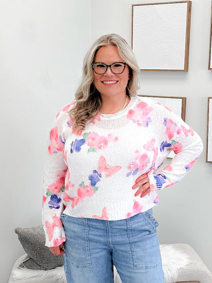 Meadow Sweater in Mixed Pink