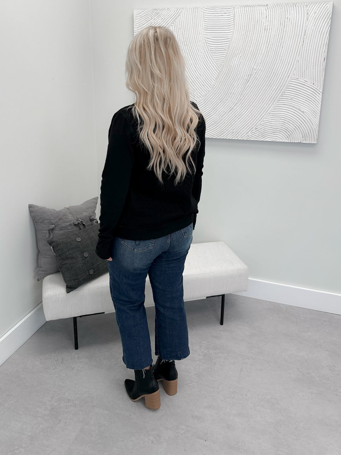 Quilted Bomber in Black by Ampersand Avenue