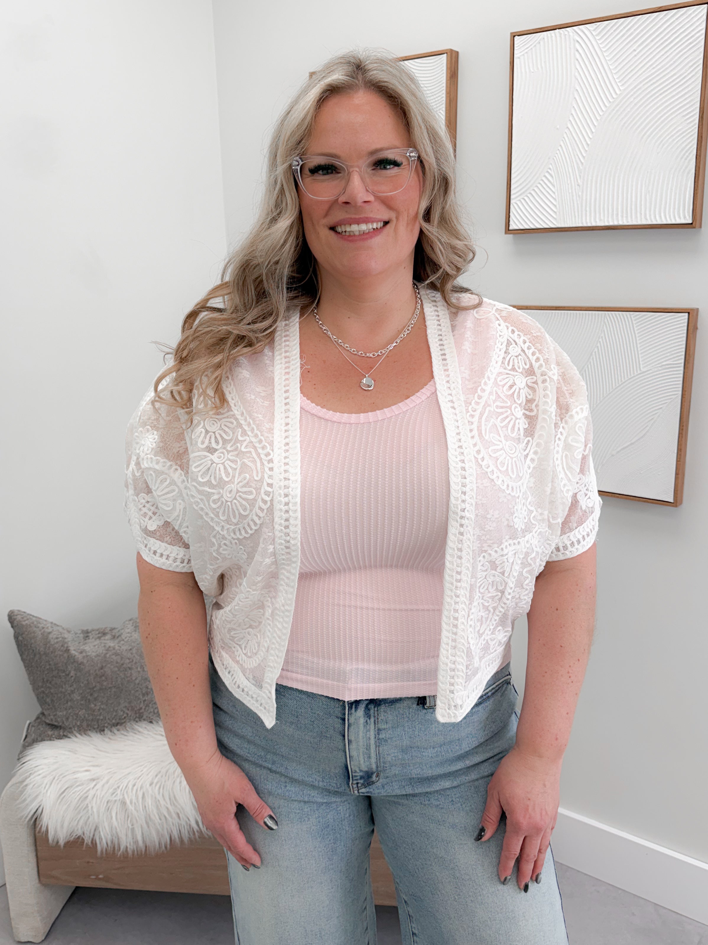 Coralie Lace Cardi in Coconut