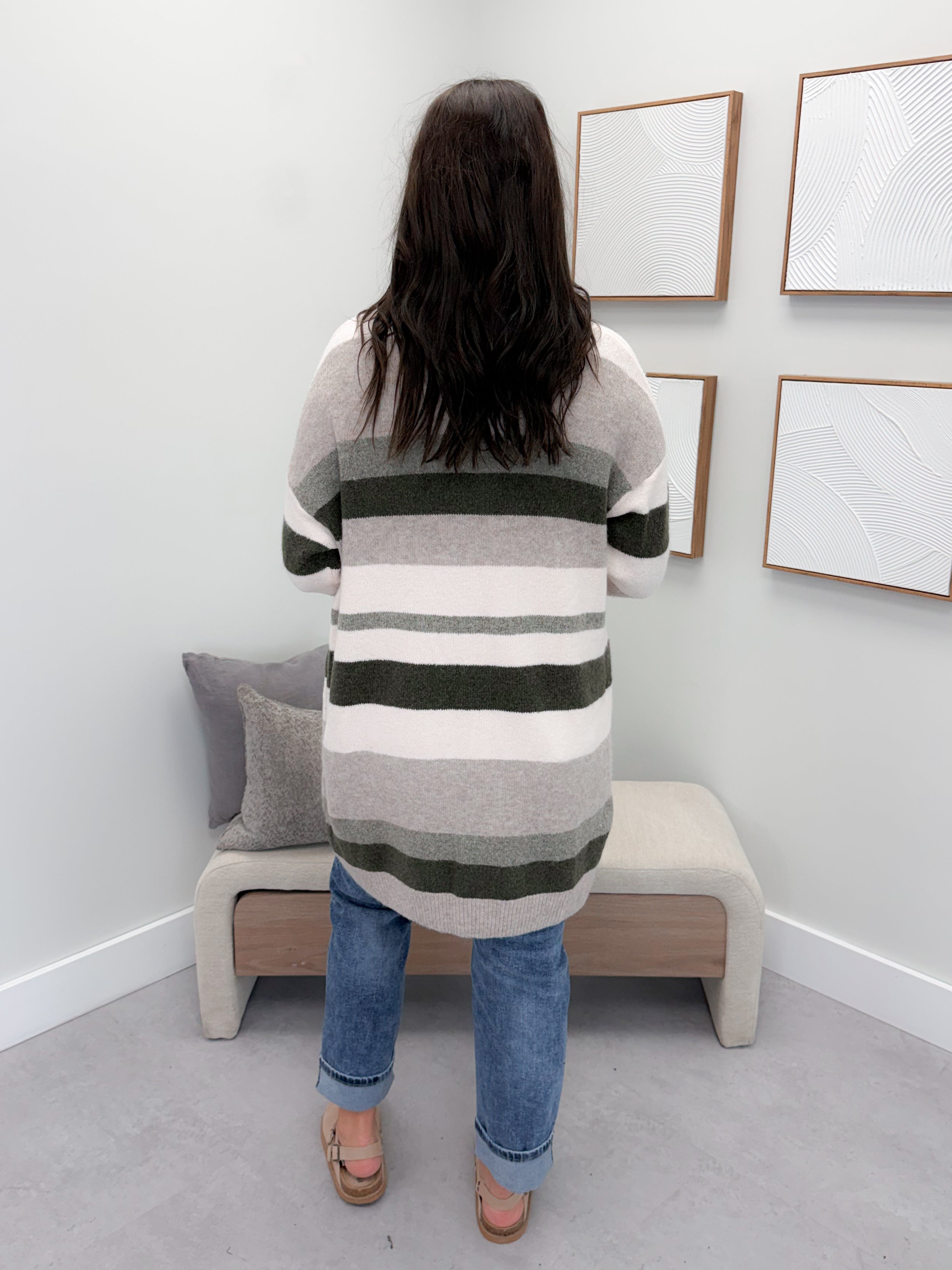 Westward Cardigan in Olive Stripe