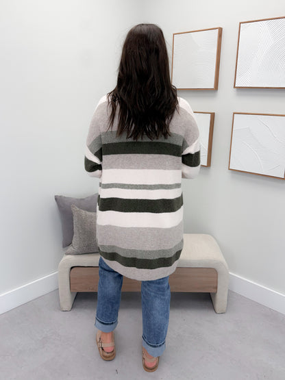 Westward Cardigan in Olive Stripe