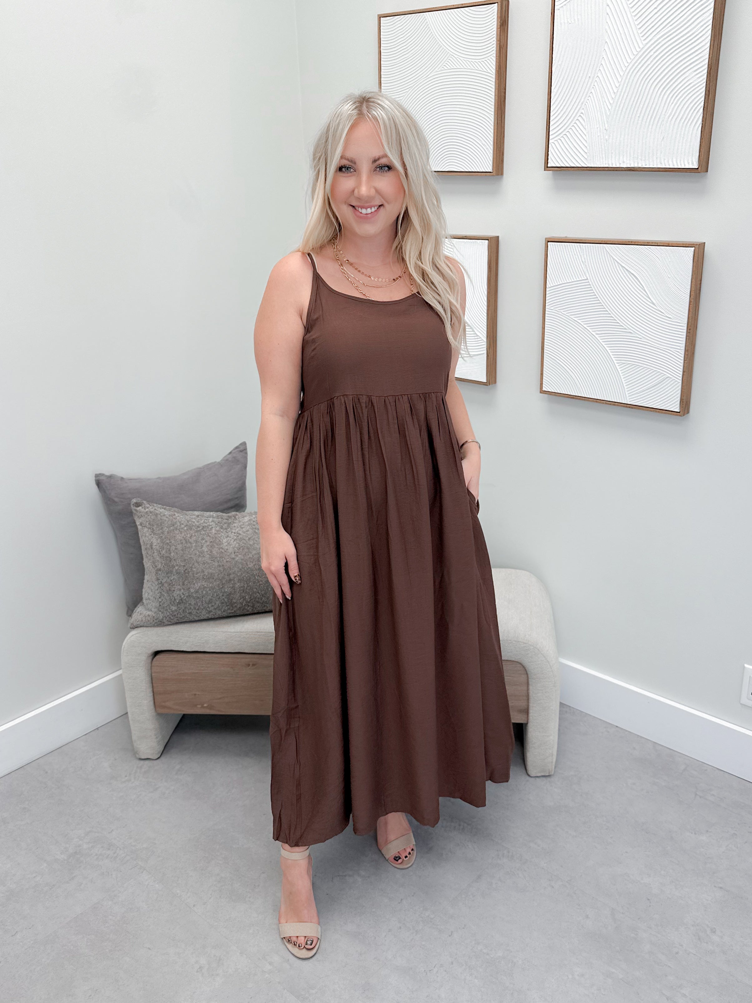 Edessa Dress in Brown Leo Ecru