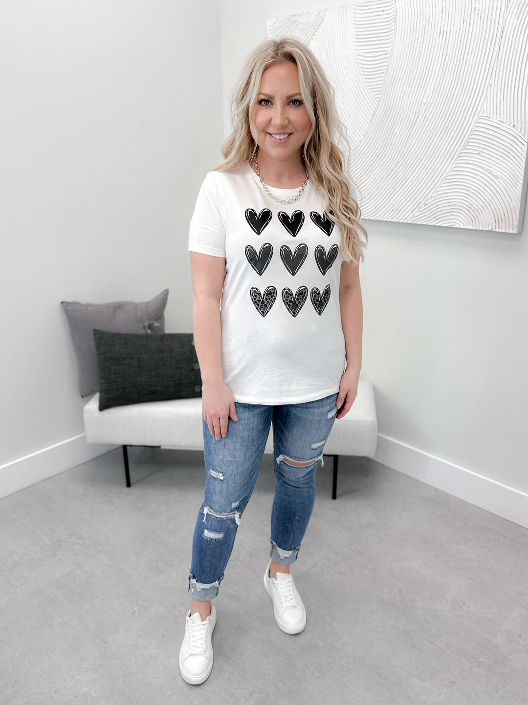 Heart Stamp Tee in  White by Ash + Antler