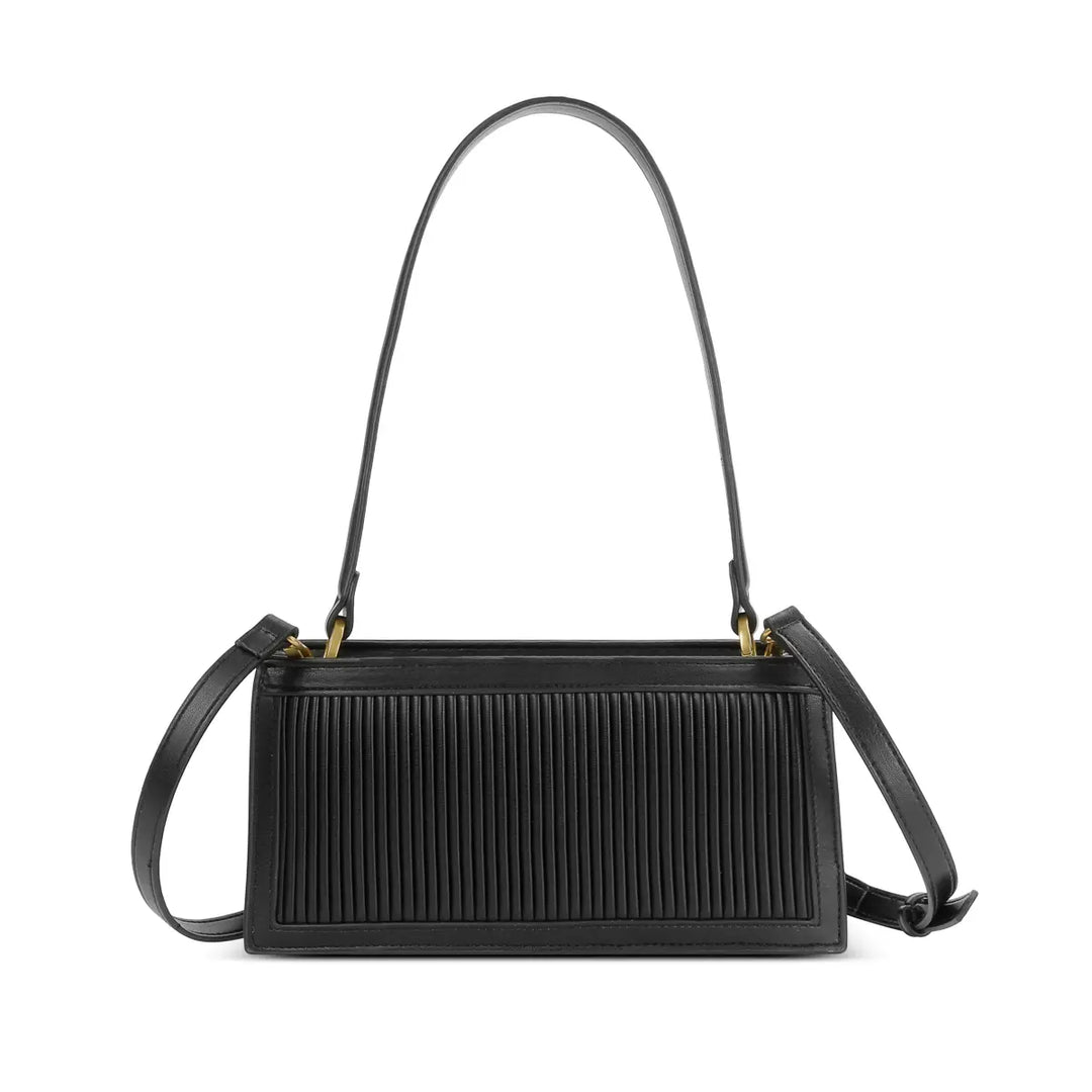 Abigail Clutch in Black Pleated by Pixie Mood