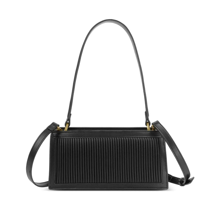 Abigail Clutch in Black Pleated by Pixie Mood