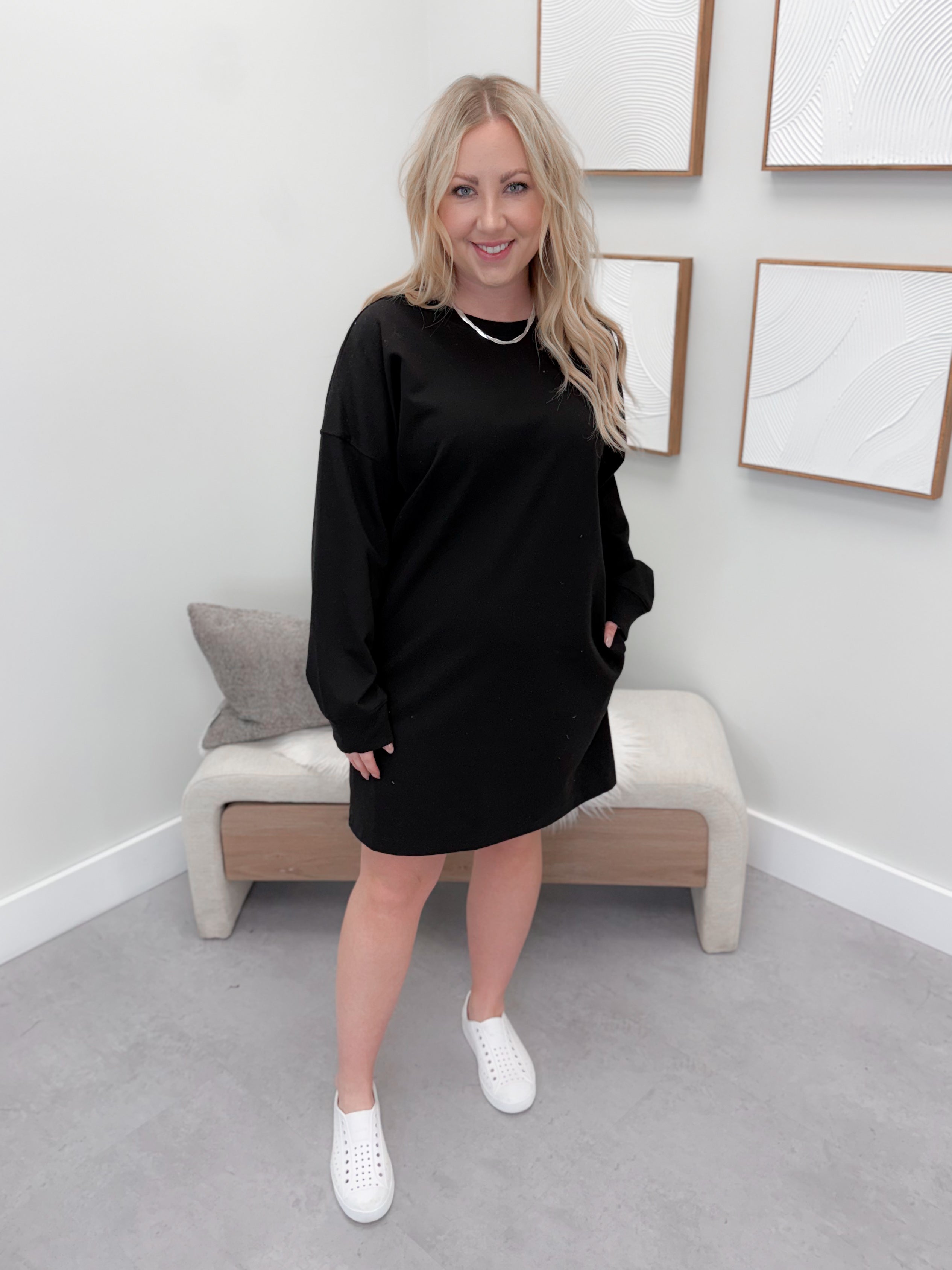 Charmed Jogger Dress in Black