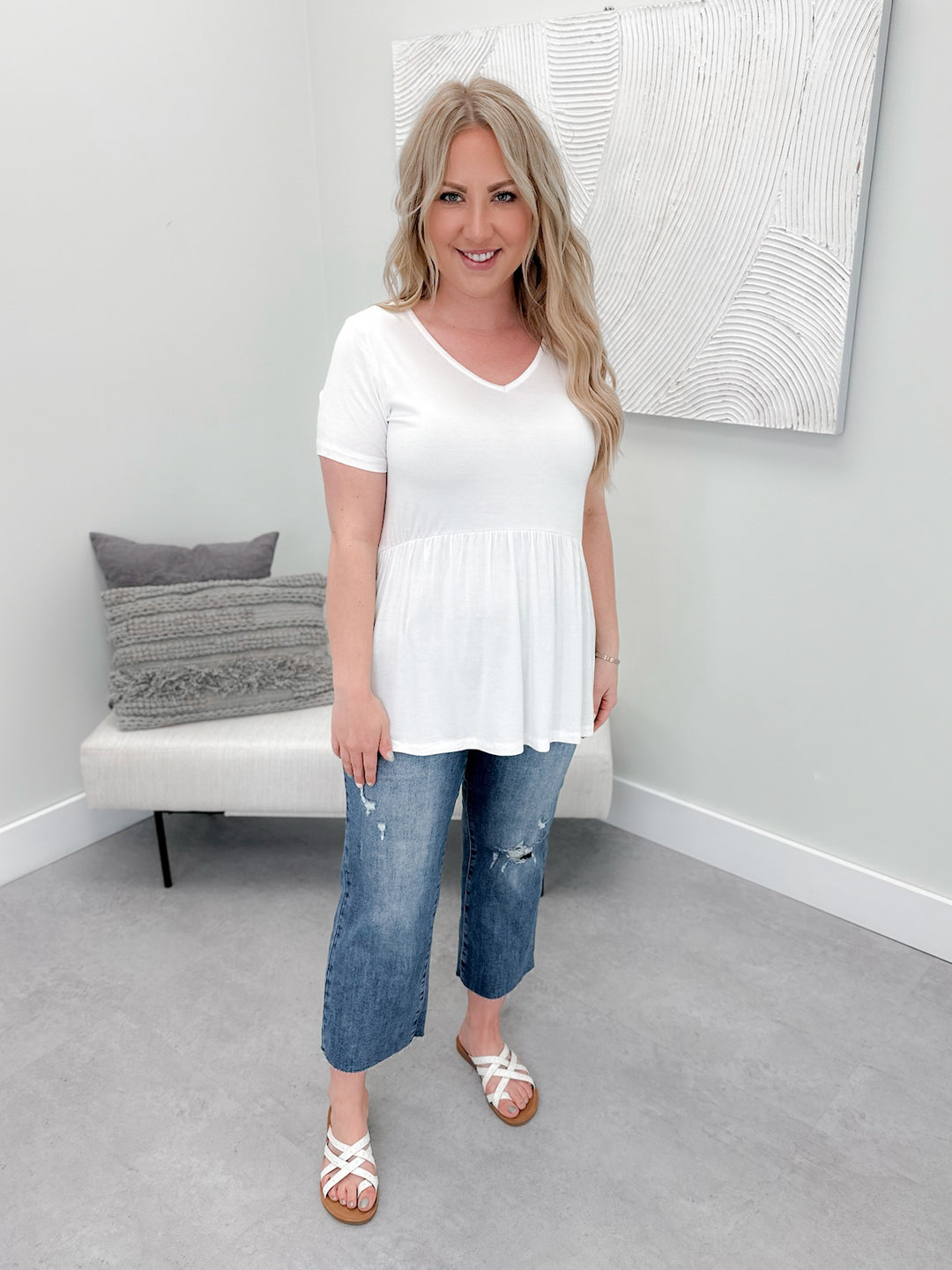 Sarah Ruffle Short Sleeve in White by Michelle Mae