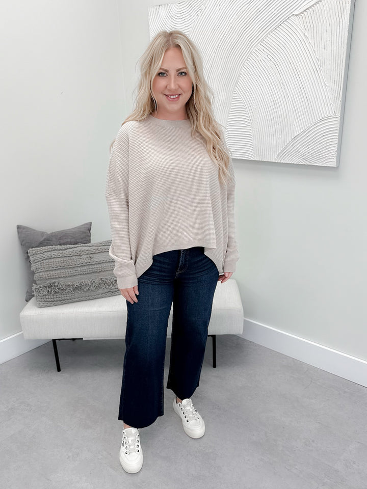 Lake Waffle Sweater in Stone