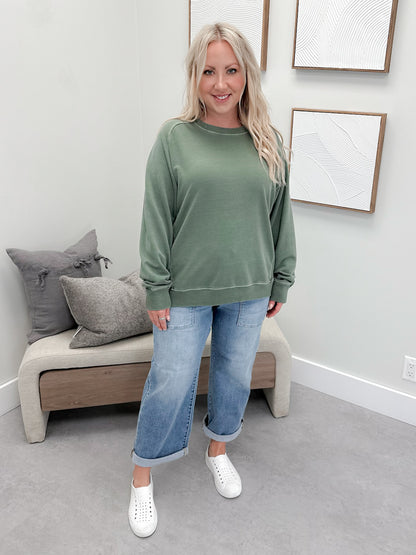 Keep It Simple Pullover in Olive