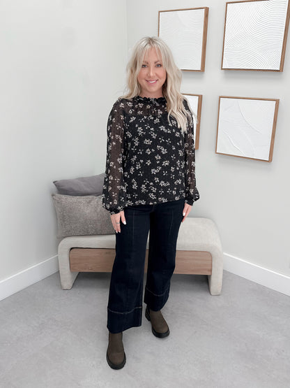 Reed Blouse in Black Floral