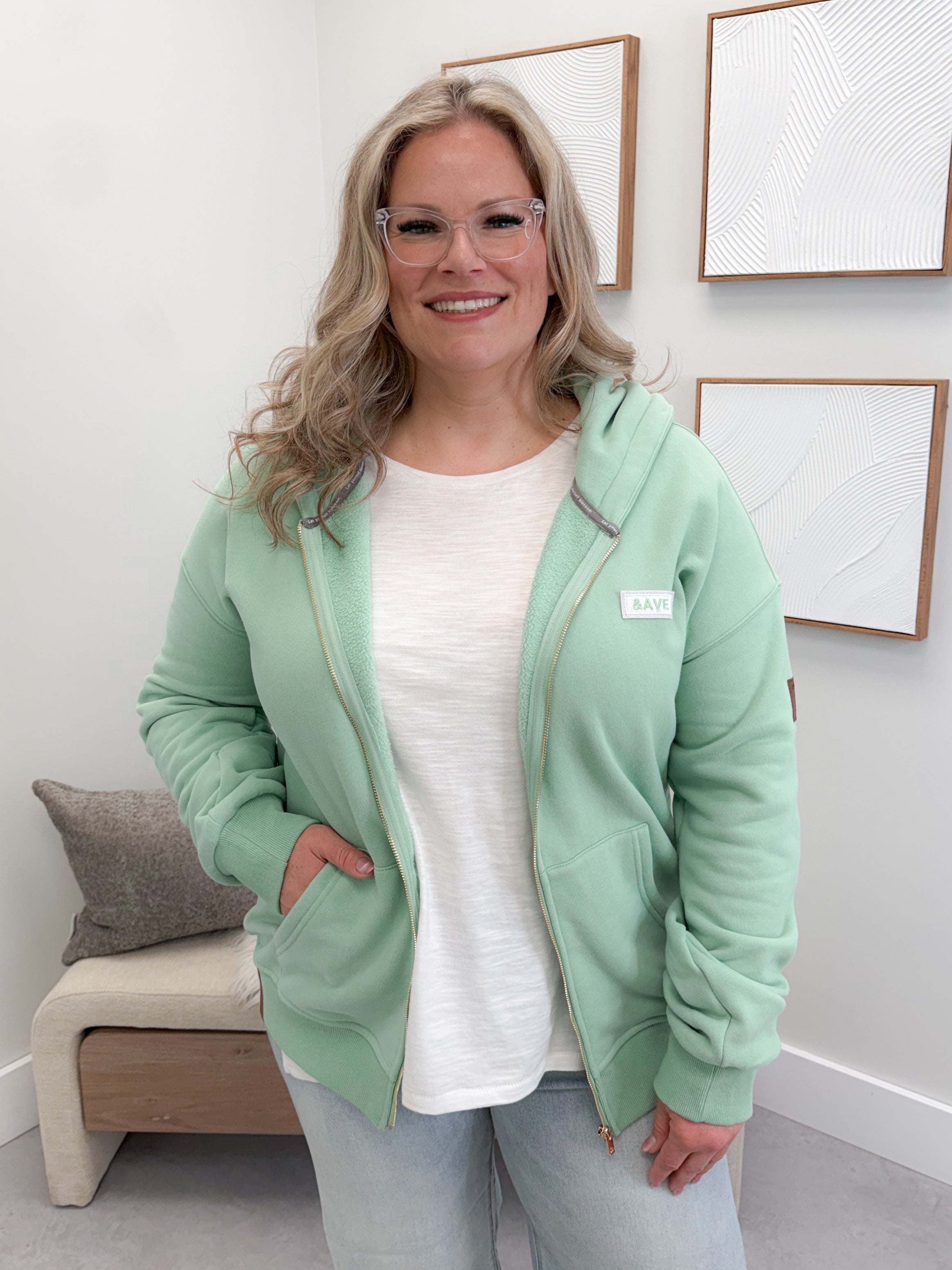 Comfort Zone FullZip in Mint by Ampersand Avenue
