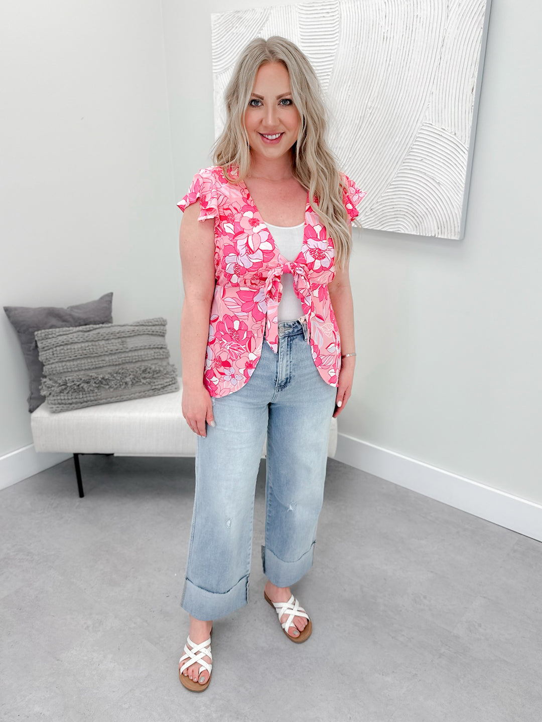Agnes Top in Pink Retro Floral