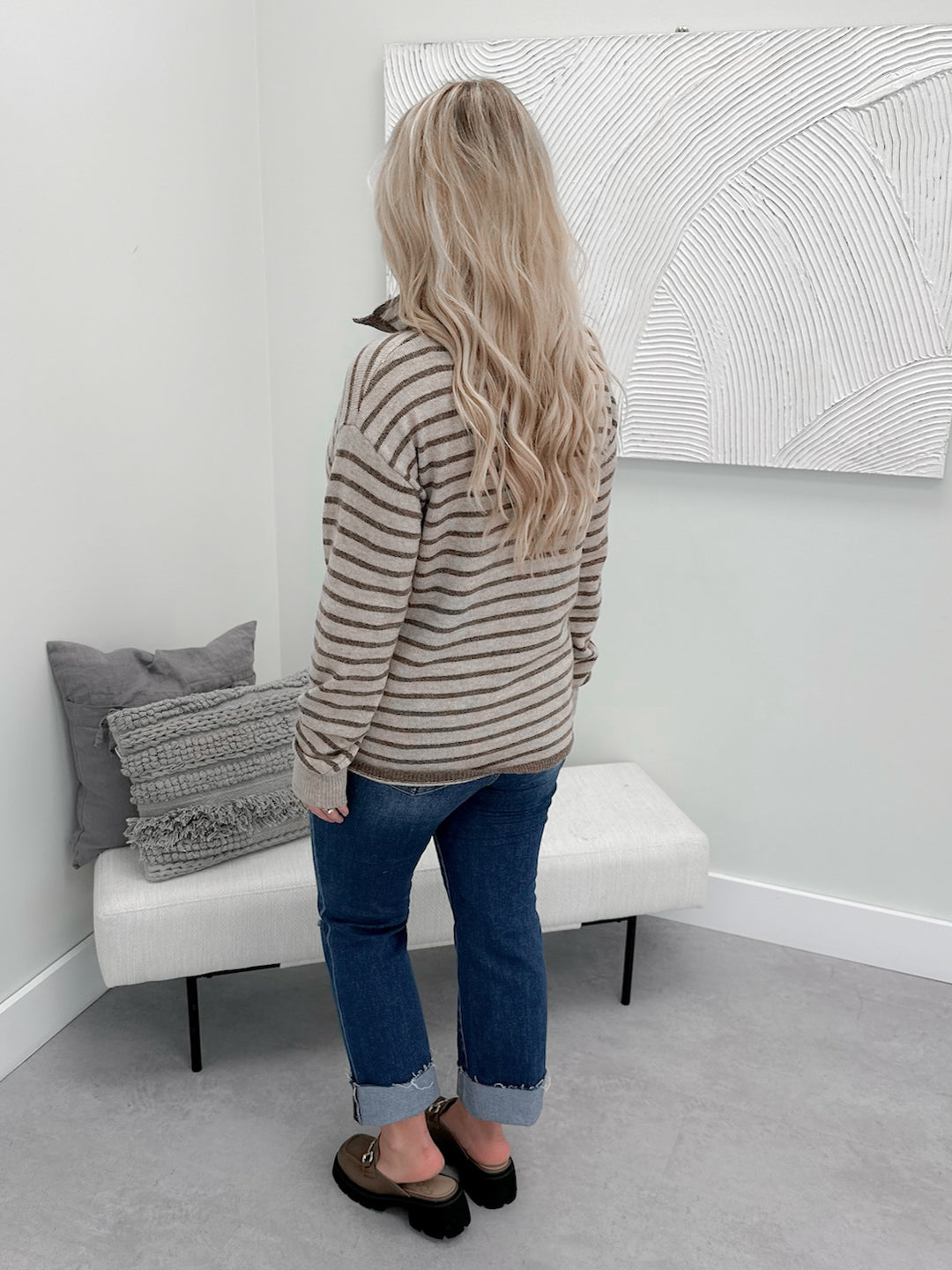 Dorothy Sweater in Taupe Stripe