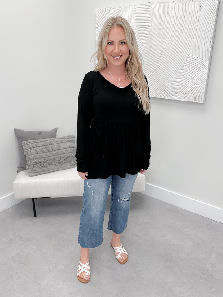 Sarah Ruffle Long Sleeve in Black by Michelle Mae