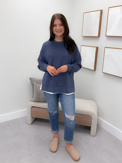 Willow Scuba Pullover in Blue