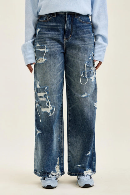 Wilhelmina Baggy High Rise Rigid Front Jeans by Judy Blue