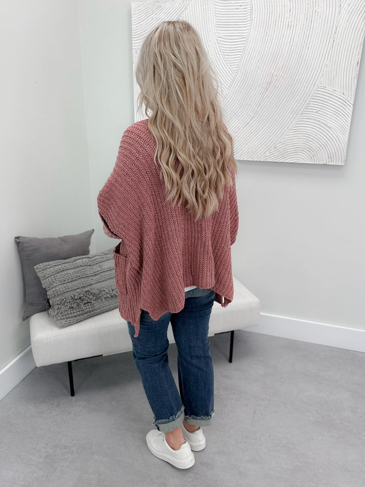 Darby Chunky Knit Cardi in Mauve by Pol