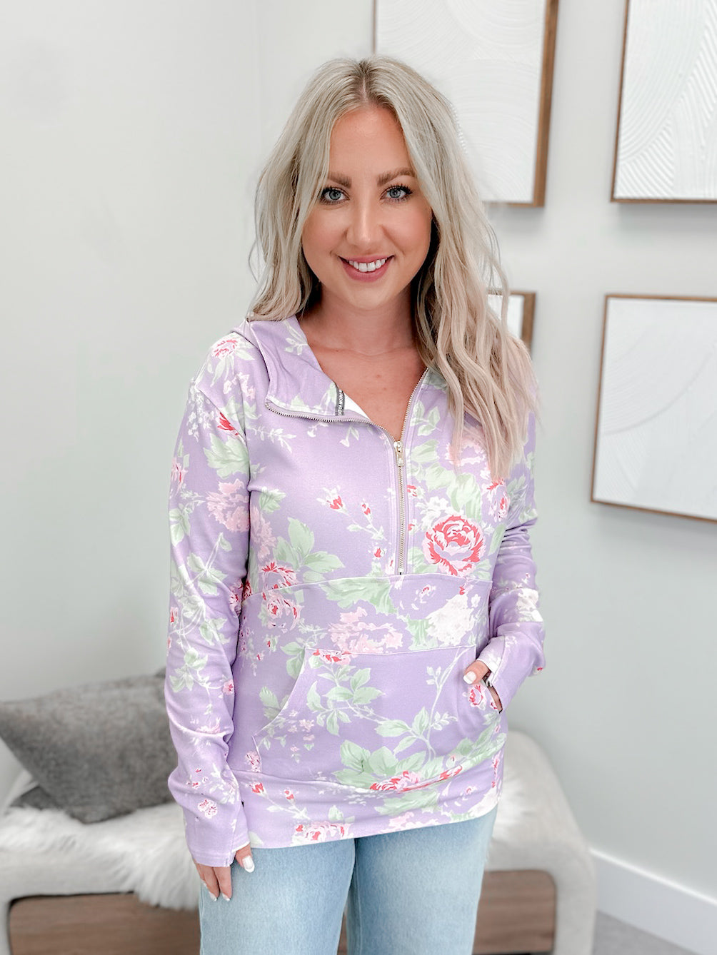 Half Zip Sweatshirt in Nights Like These by Ampersand Avenue