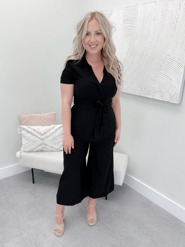 Paula Jumpsuit in Black - L/O Size Small