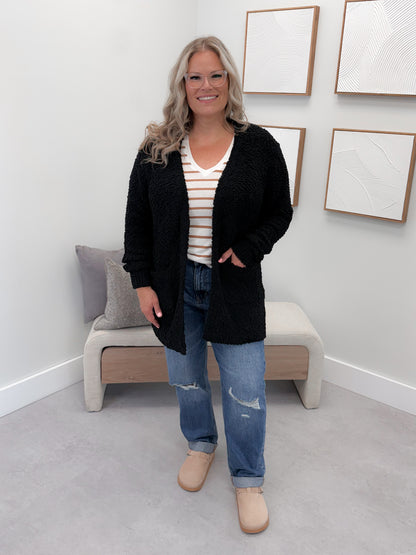 Piper Popcorn Cardigan in Black