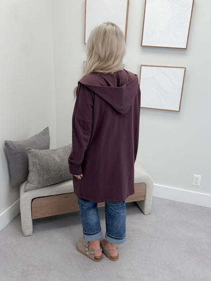726 Hooded Cardigan in Plum by Twenty Nine the Label