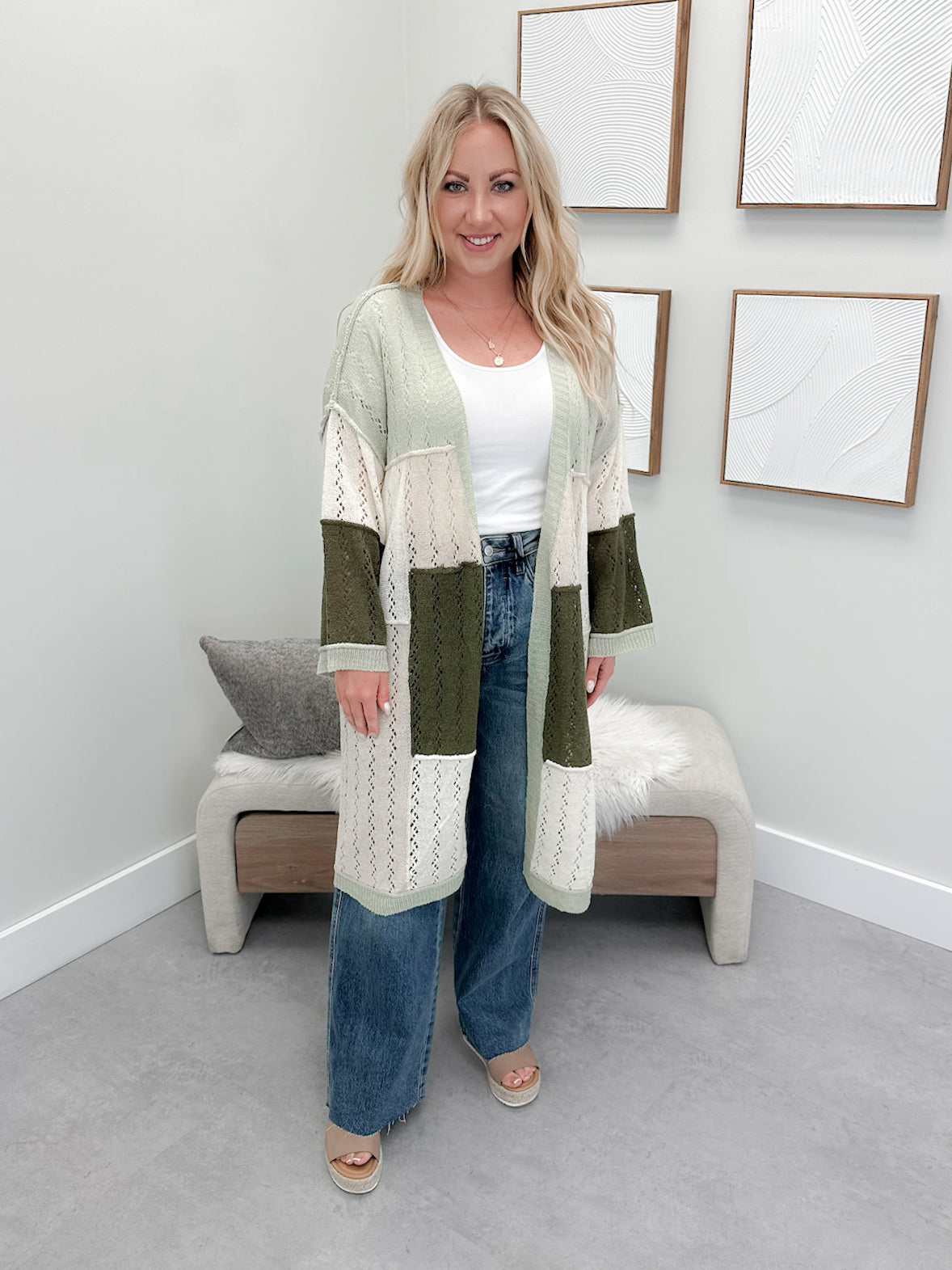 Colette Cardigan in Olive Patch