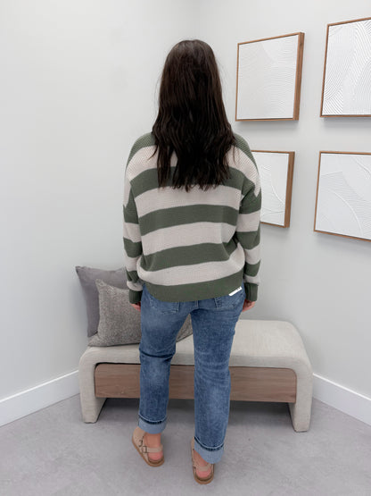 Kira Striped Sweater in Olive