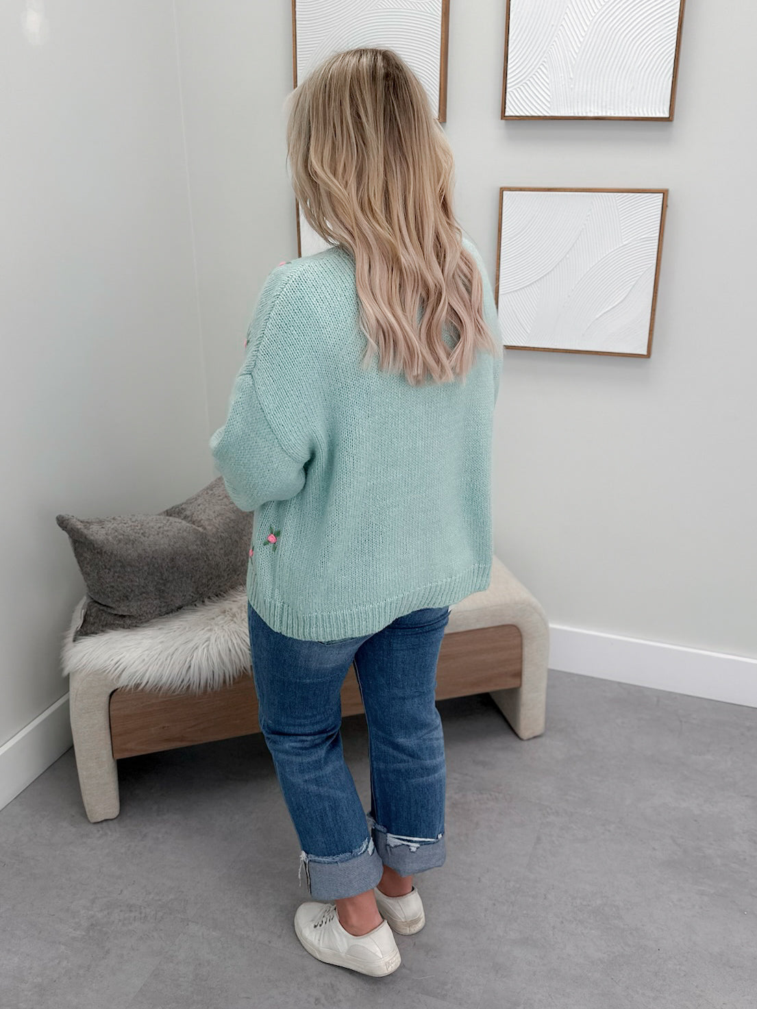 Oversized Knit Cardigan in Cozy Rosy by Ampersand Avenue