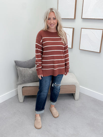 Silvia Striped Sweater in Brick